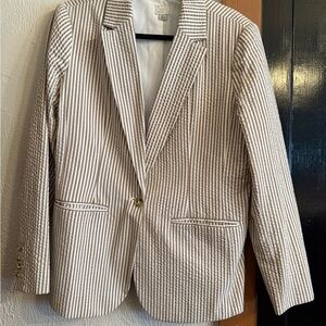 J. Crew Brown and White Striped Blazer w/ pant set